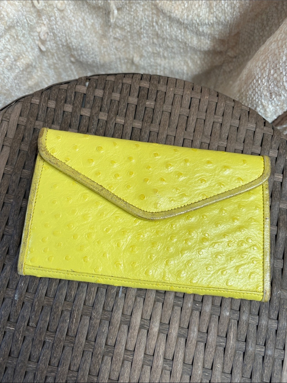 Yellow Ostrich-Texture Envelope Clutch - Rebecca Minkoff